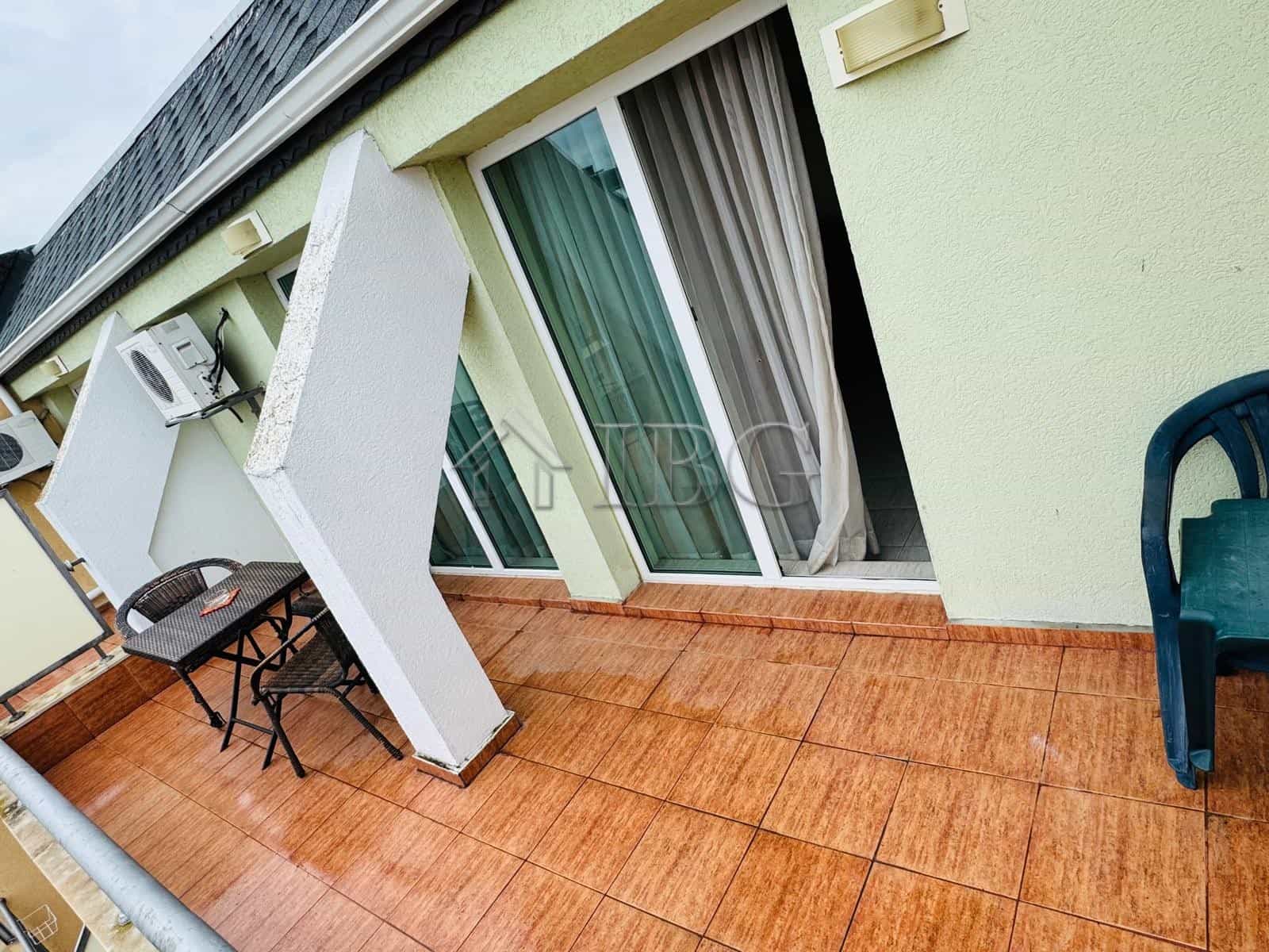 Modern 2-Room Apartment with Pool View at Pollo Resort Cozy balcony of a 2-room apartment overlooking the pool at Pollo Resort, Sunny Beach.