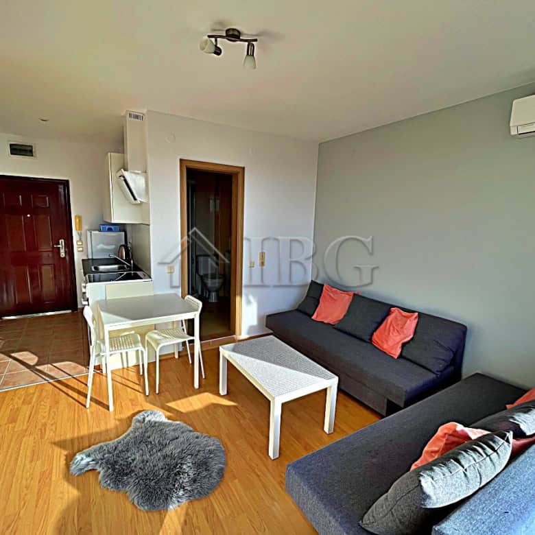 Bright studio apartment with pool view in Sunny Beach, Bulgaria.