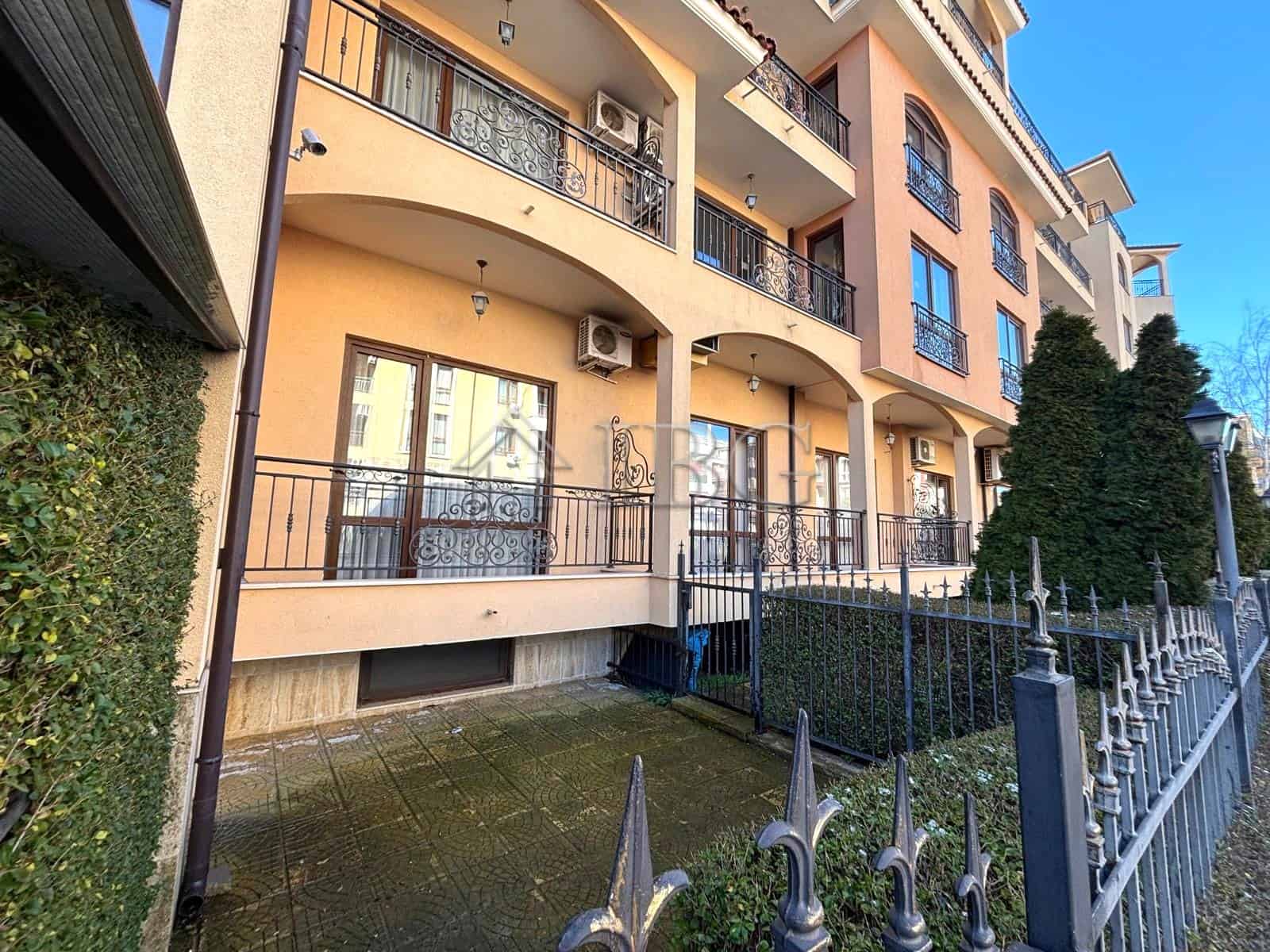 Furnished studio with balcony in Diamant Residence, Sunny Beach, offering modern living space and sc.
