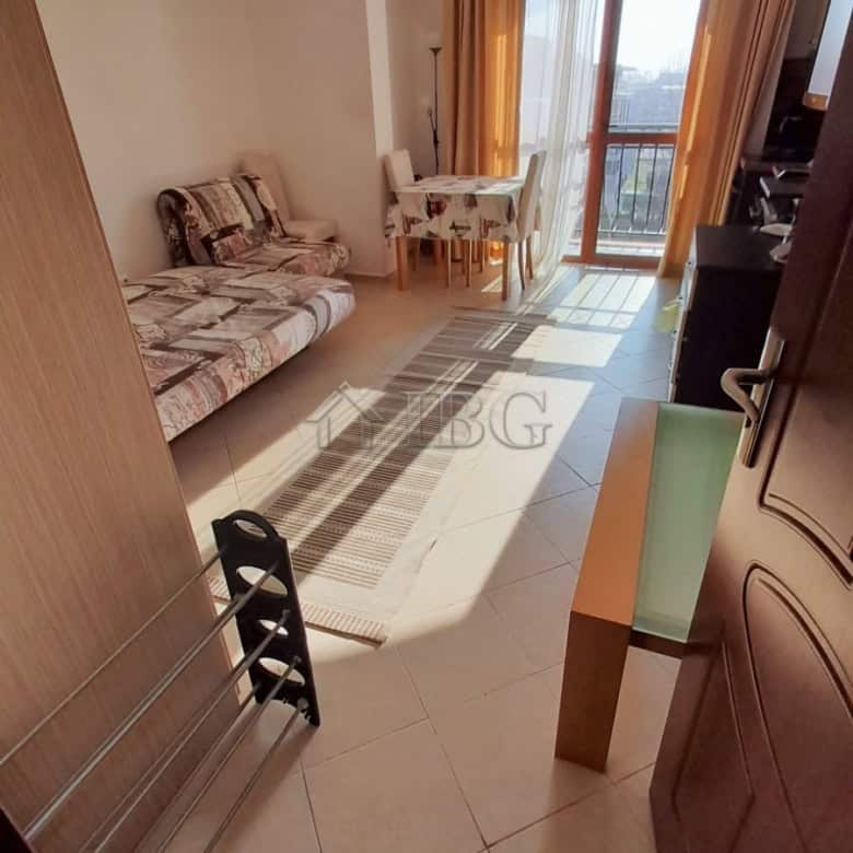 Bright studio apartment with balcony and sea view in Cascadas Family Resort, Sunny Beach. Perfect fo.