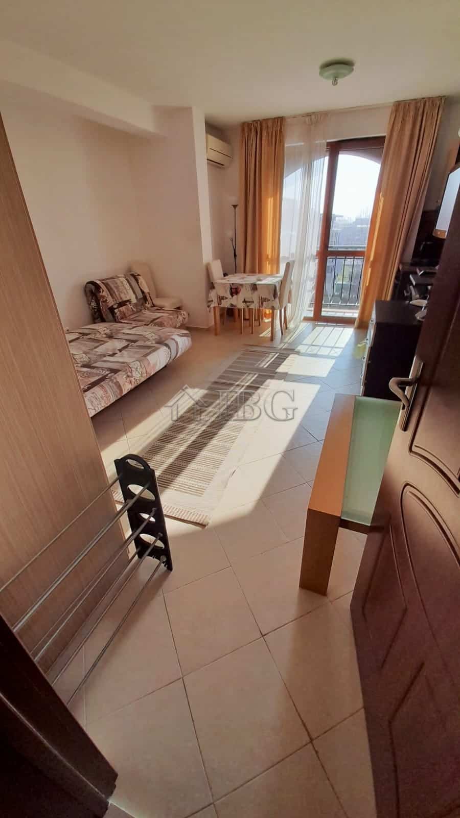 Bright studio apartment with balcony and sea view in Cascadas Family Resort, Sunny Beach. Perfect fo.