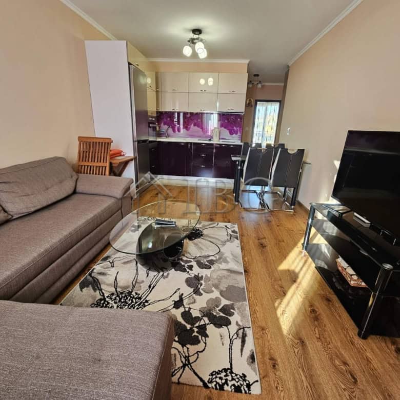 Bright living room with modern furnishings and partial sea view in Villa Katerina, Ravda.