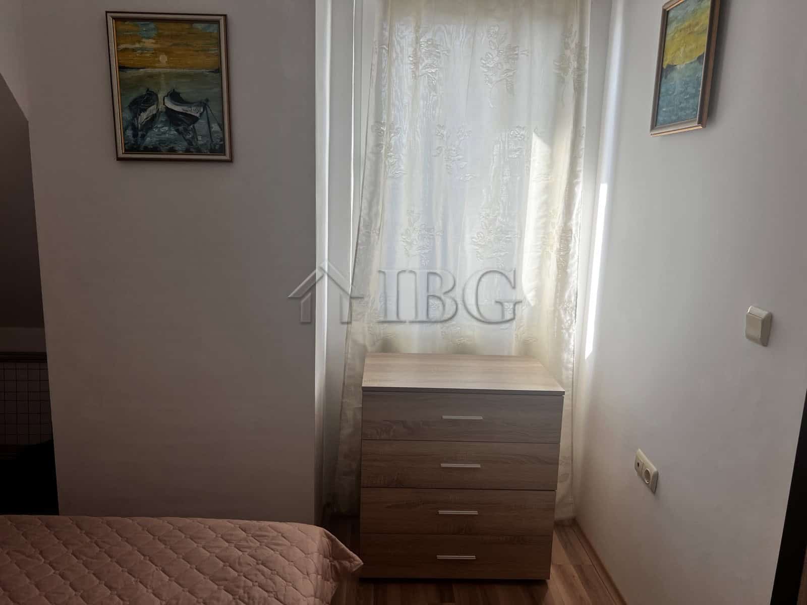 Bright 1-bedroom apartment with sea view in Ravda residential building.