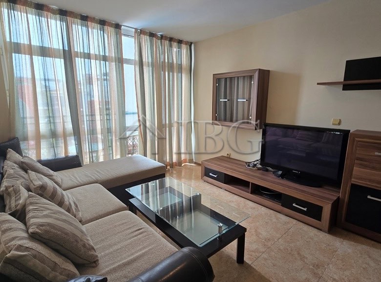 Bright 2-bedroom, 2-bathroom apartment with a scenic pool view in Sunny Beach. Modern furnishings an.