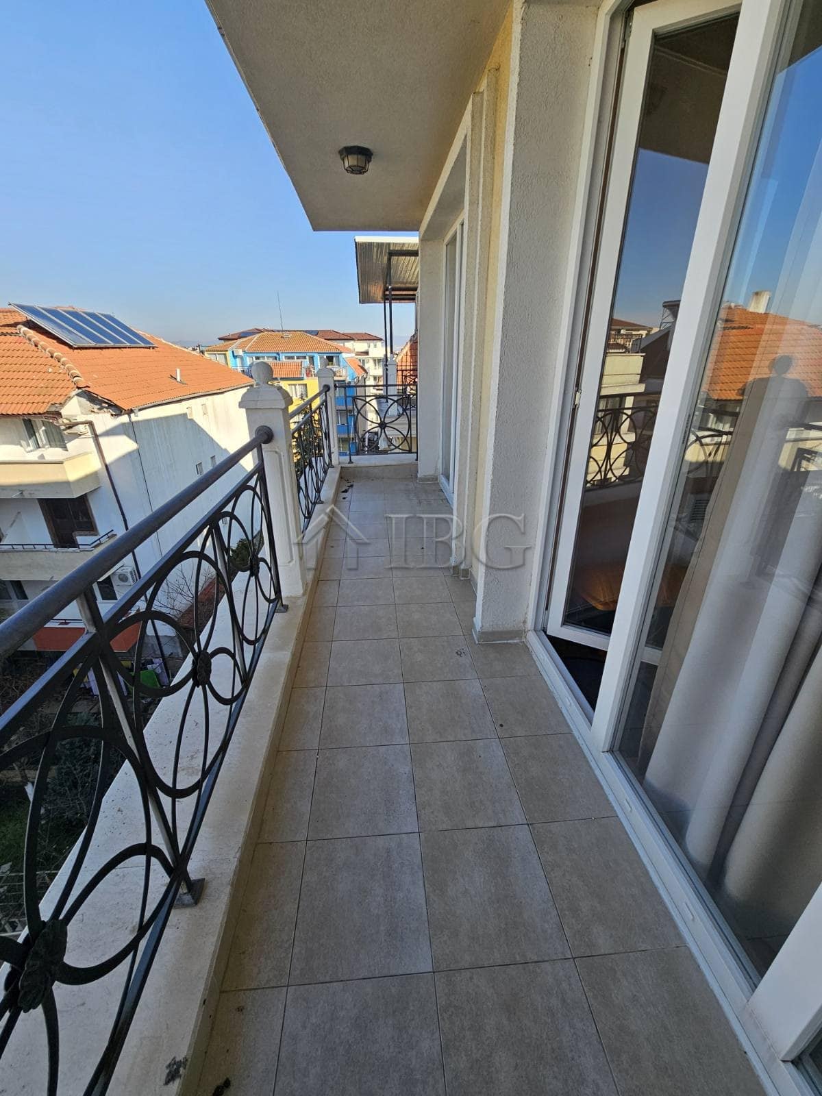 Balcony with partial sea view in Villa Katerina, Ravda, featuring outdoor space and scenic surroundi.