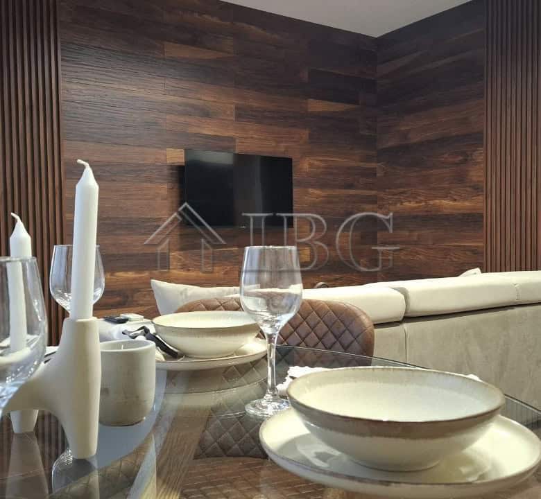 Stylish 2-bedroom apartment interior with contemporary decor in Nessebar.