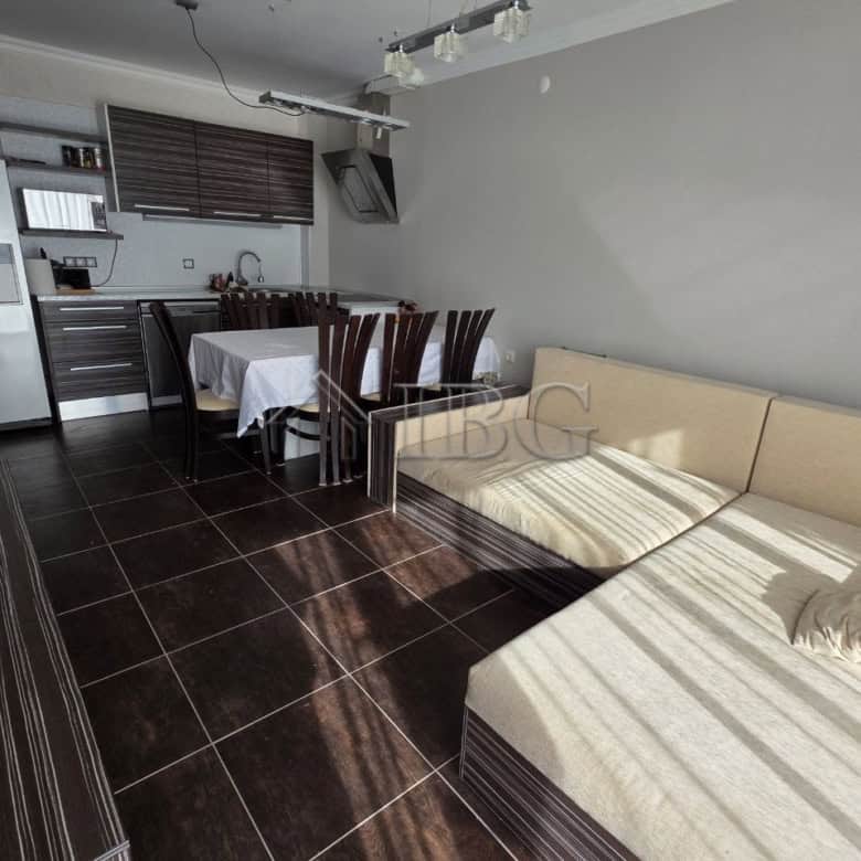 Bright interior of a 1-bedroom apartment with sea views in Sveti Vlas, Bulgaria.