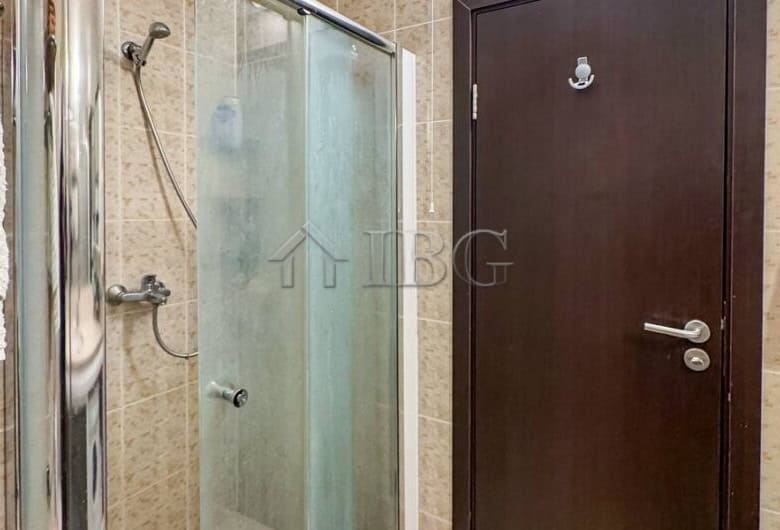 Modern bathroom in a beachfront studio apartment at Grand Hotel Sveti Vlas.