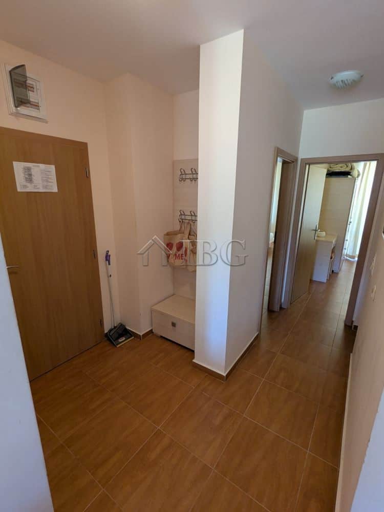 Bright interior of a two-bedroom apartment with pool view in Panorama Dreams, Sveti Vlas.