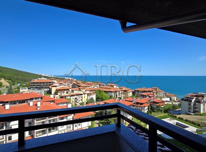 Sea view from balcony of luxury two-bedroom apartment in Sveti Vlas.
