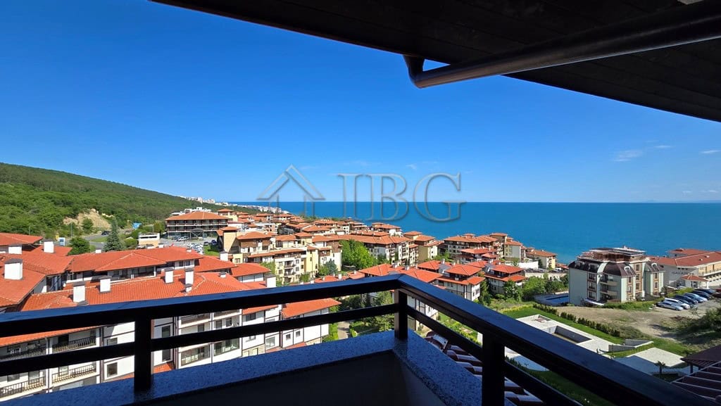 Sea view from balcony of luxury two-bedroom apartment in Sveti Vlas.