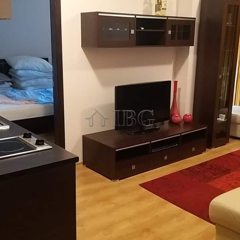Cozy living room with modern furniture and entertainment setup in Sveti Vlas.