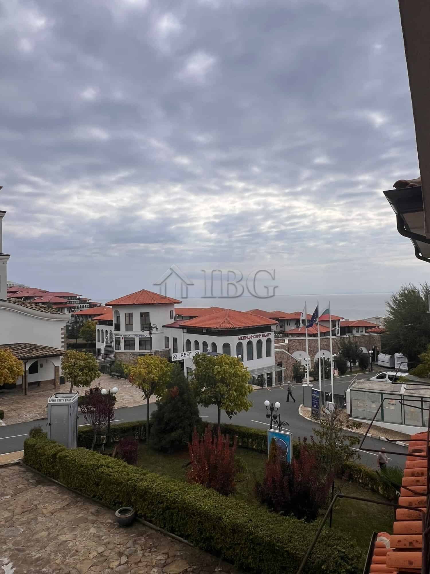 Sea and pool view from a two-bedroom apartment in Kambani 3 Complex, Sveti Vlas.