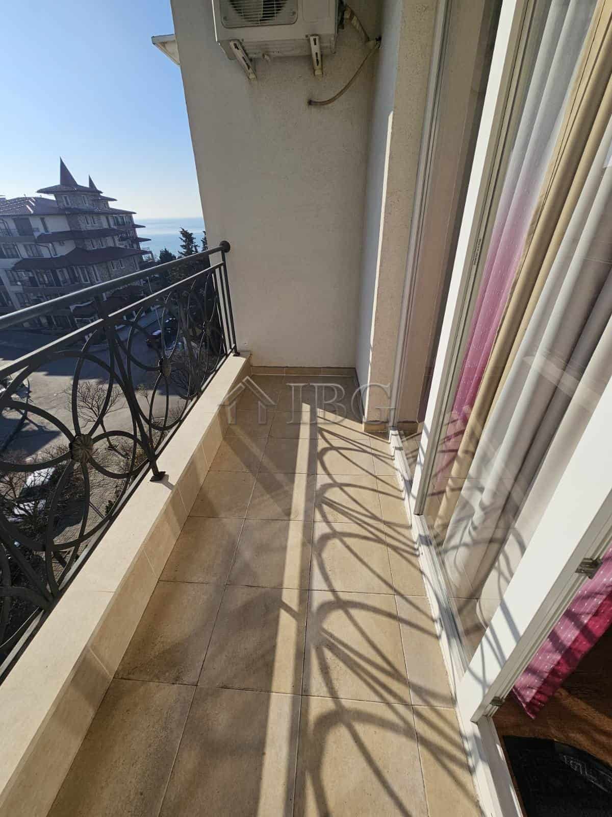 Balcony of a 2-bedroom apartment with partial sea view in Villa Katerina, Ravda.