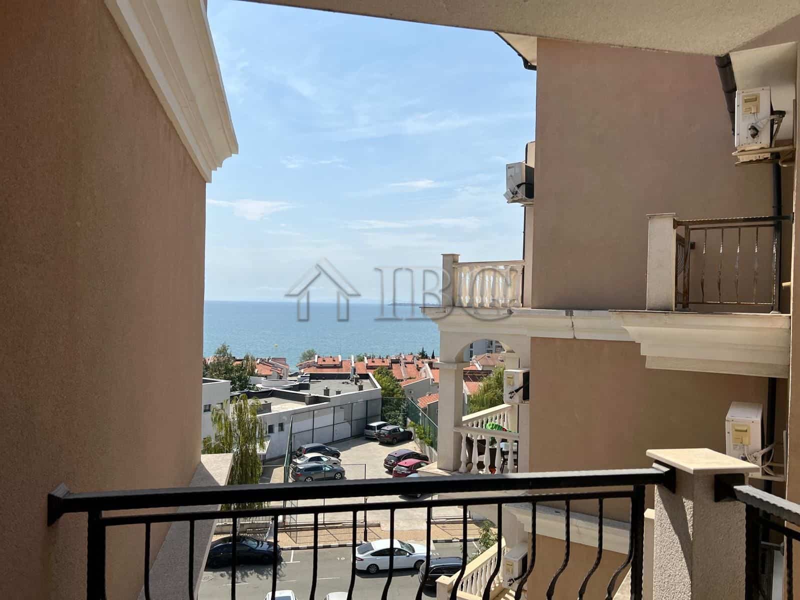 Sea view from one-bedroom apartment in Sveti Vlas with stunning coastal scenery.