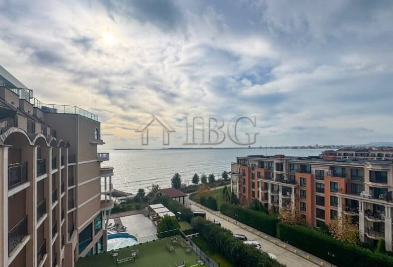 Modern beachfront studio apartment with sea views at Grand Hotel Sveti Vlas, Bulgaria.