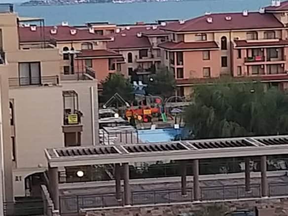 Sea and pool views from a Sveti Vlas apartment with modern amenities.