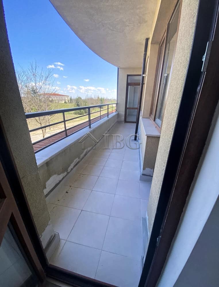 Balcony view of Lighthouse Golf & Spa Resort near Balchik, Bulgaria. Spacious outdoor area with scen.