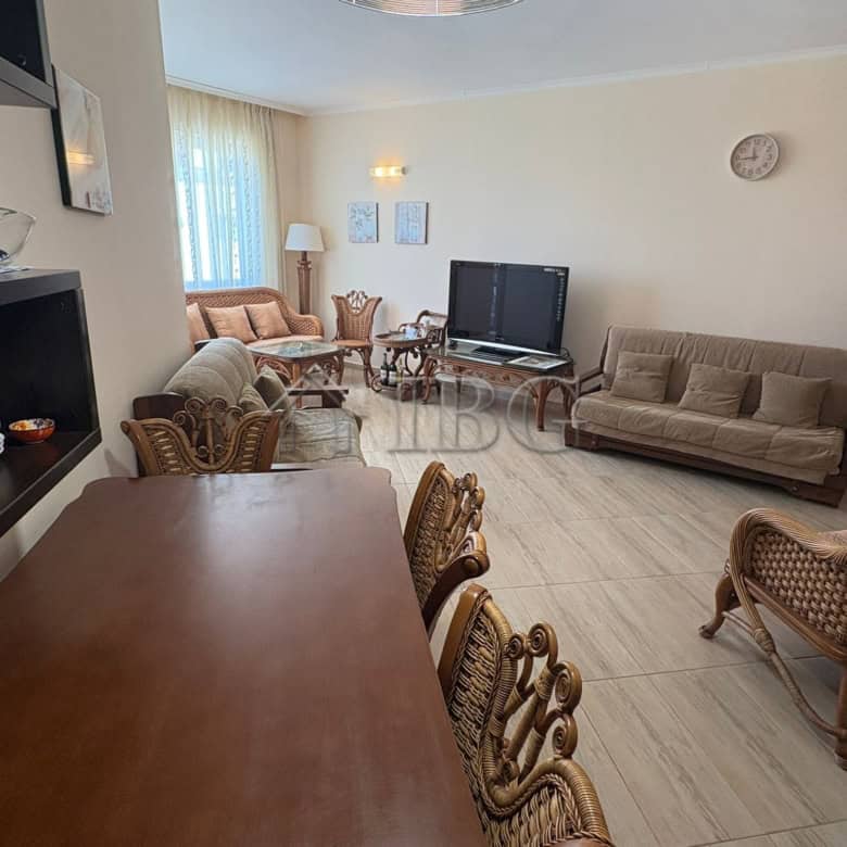 Bright living room with modern furnishings at Majestic Beach Resort, Sunny Beach.