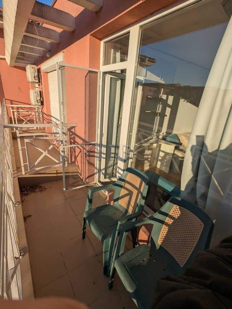 Furnished studio with balcony overlooking Sunny Beach, perfect for relaxing and enjoying sea views.