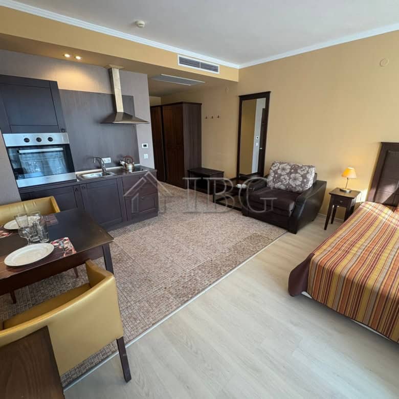 Modern studio apartment with pool view at Royal Beach Barceló, Sunny Beach.