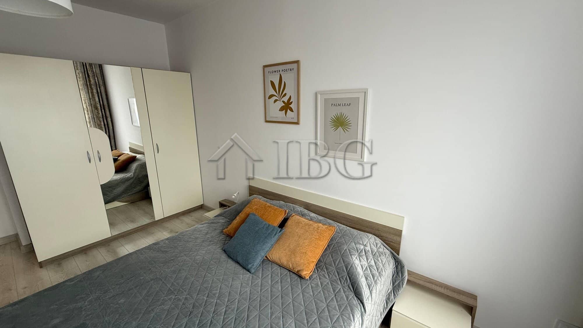 Bright 1-bedroom apartment with modern furnishings at Pomorie Beach Resort, ideal for relaxing seasi.