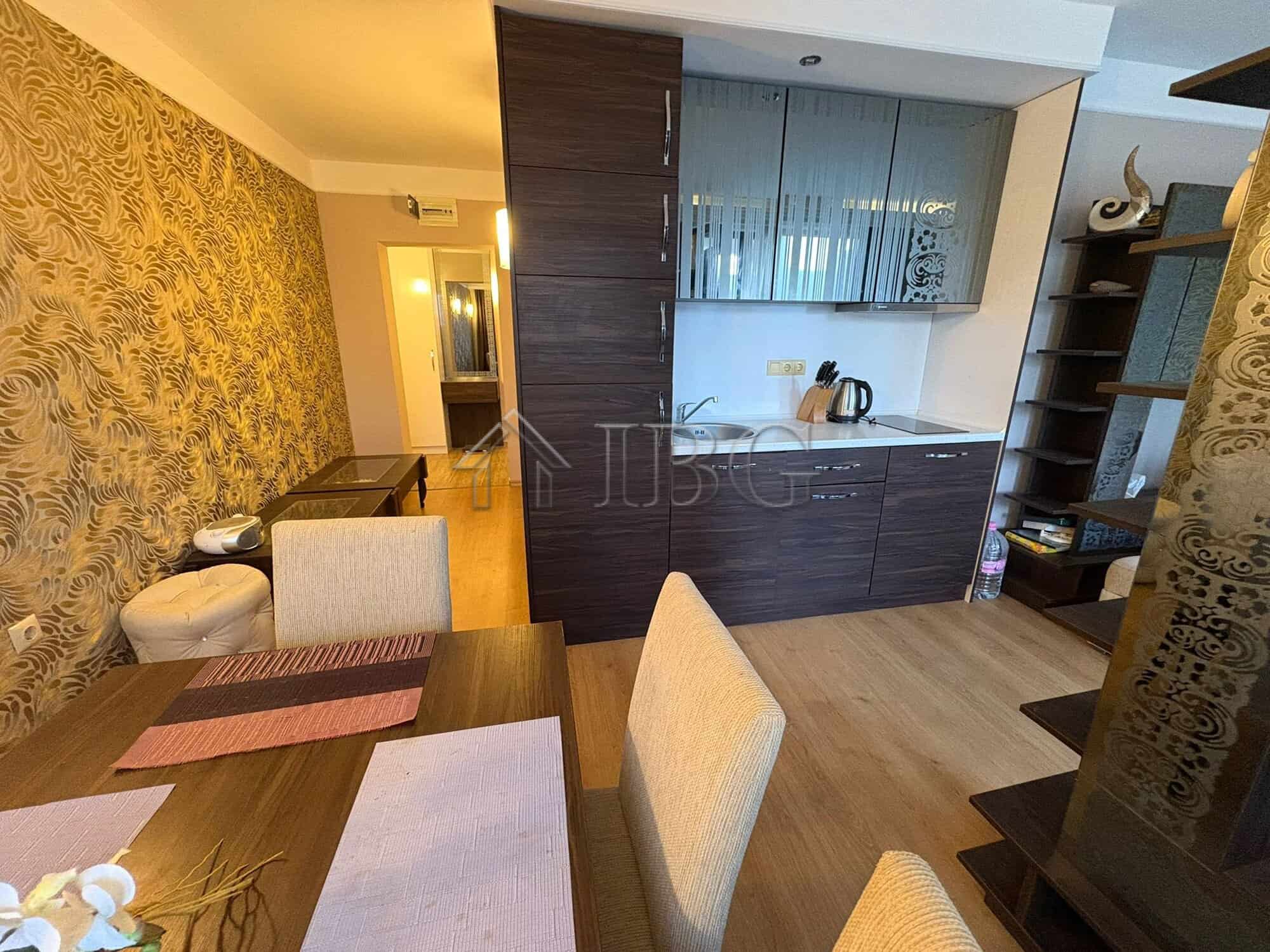 Pool view 2-bedroom apartment in Harmony Palace, Sunny Beach, Bulgaria. Fully furnished with modern.