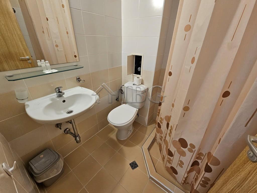 Furnished 42 sq. m. studio with balcony at Pollo Resort, Sunny Beach, offering modern amenities and.