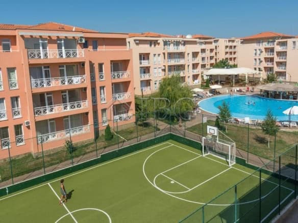 Modern furnished studio with balcony near Sunny Beach resort.