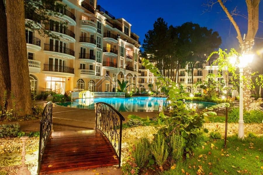 Elegant apartment with balcony views at Venera Palace, Sunny Beach. Perfect for relaxing holidays or.