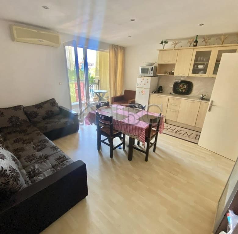 Bright interior of a two-bedroom apartment in Sveti Vlas close to the beach.