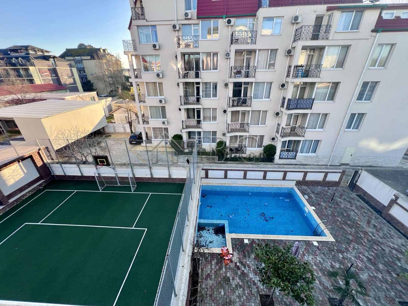 Furnished studio apartment with pool view at Magnolia Residence 5 in Sunny Beach. Perfect for invest.