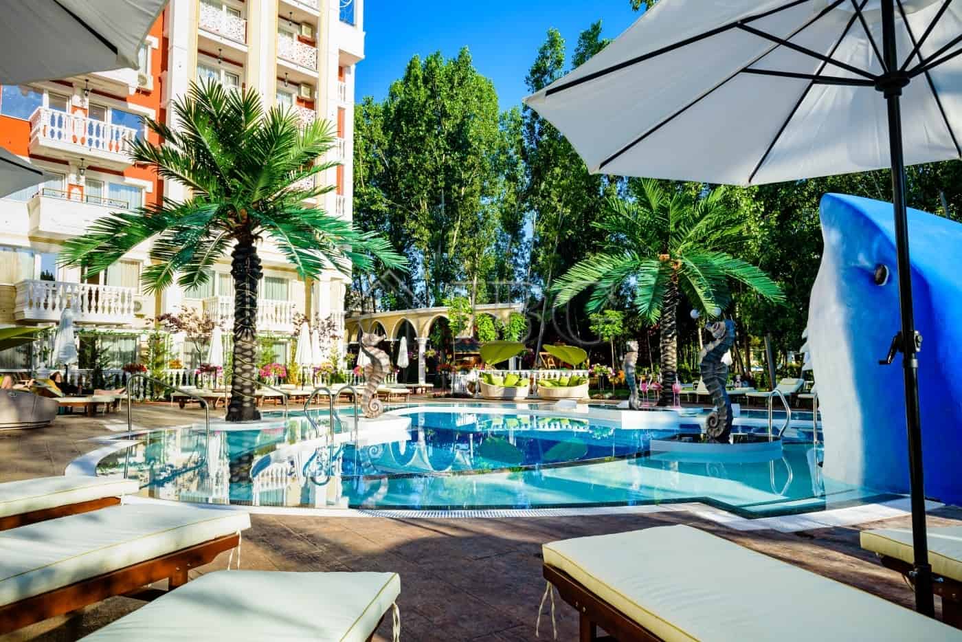 Modern apartment with pool view in Sunny Beach, perfect for relaxing holidays.
