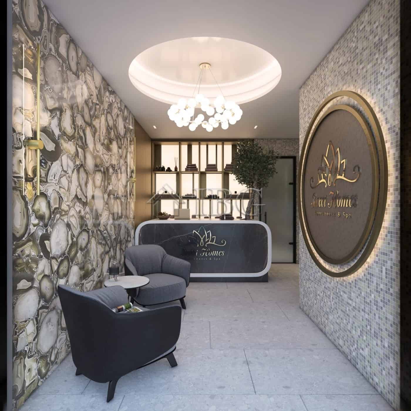 Elegant apartment interior with modern furniture and stylish decor.