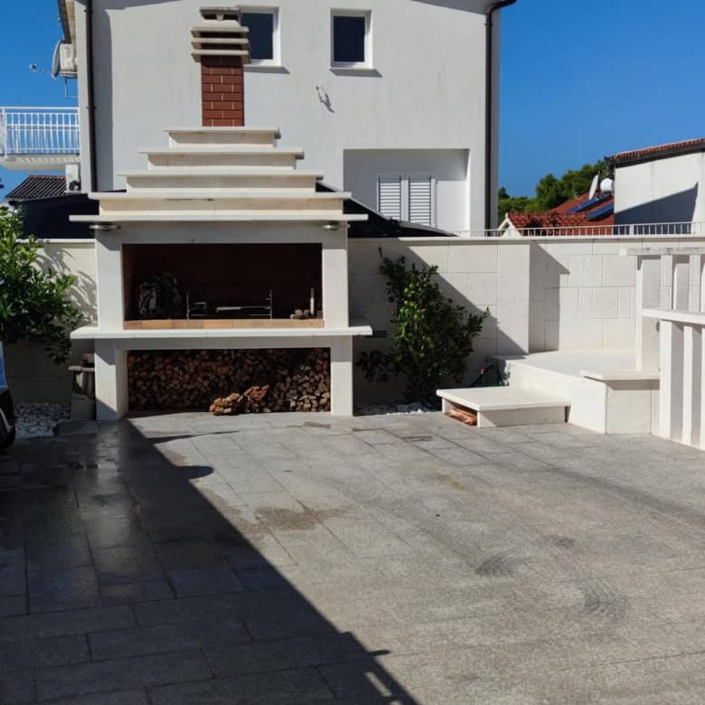Terrace of a single apartment in a small residential building in Okrug Donji Croatia.