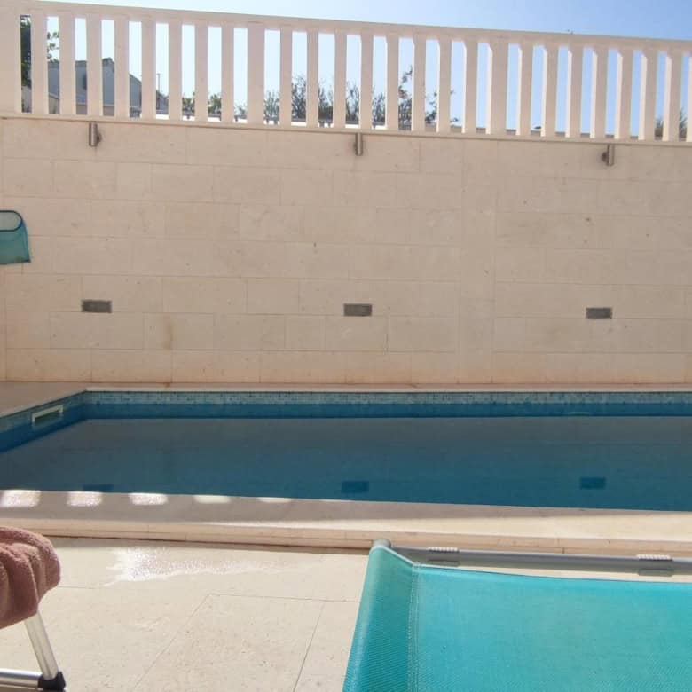 Pool area of a single apartment in a small residential building in Okrug Donji Croatia.