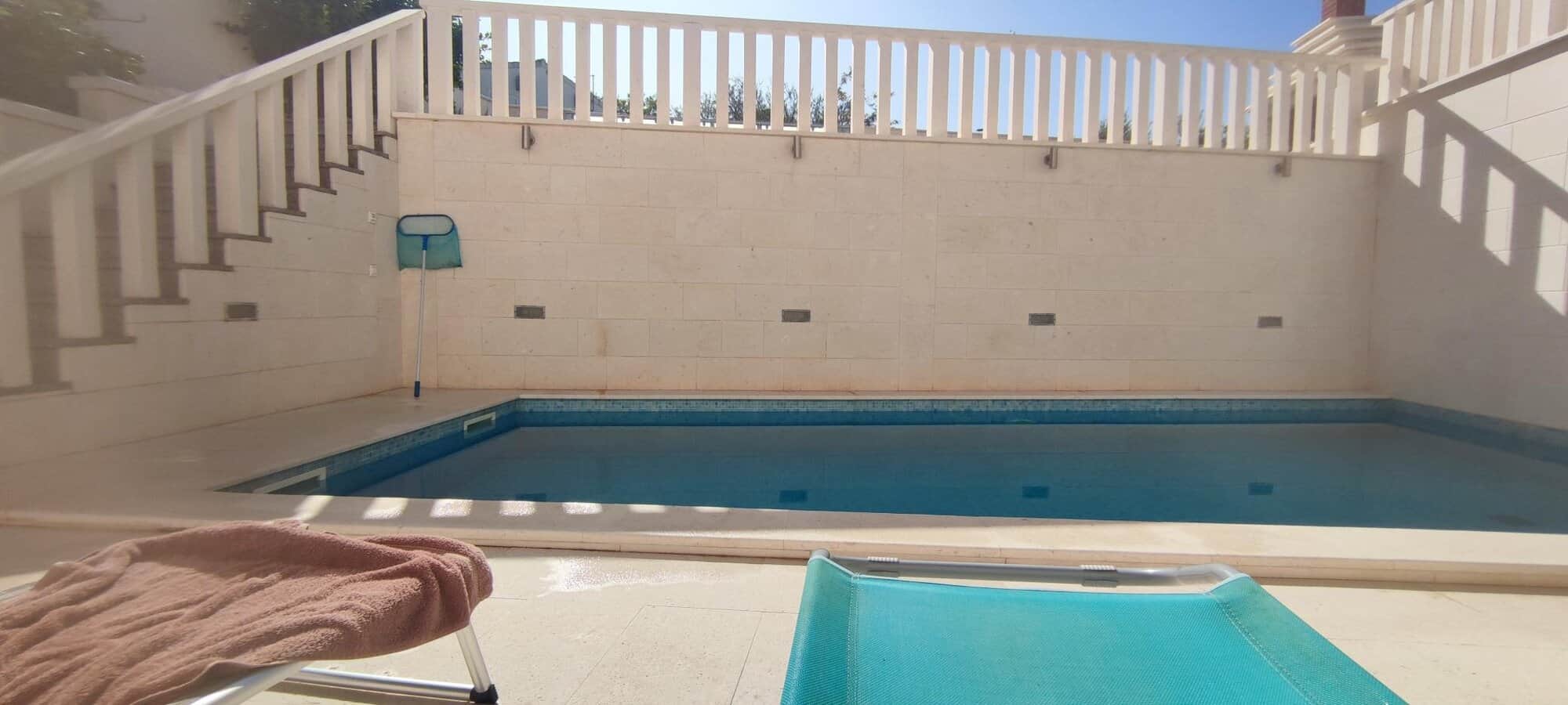 Pool area of a single apartment in a small residential building in Okrug Donji Croatia.