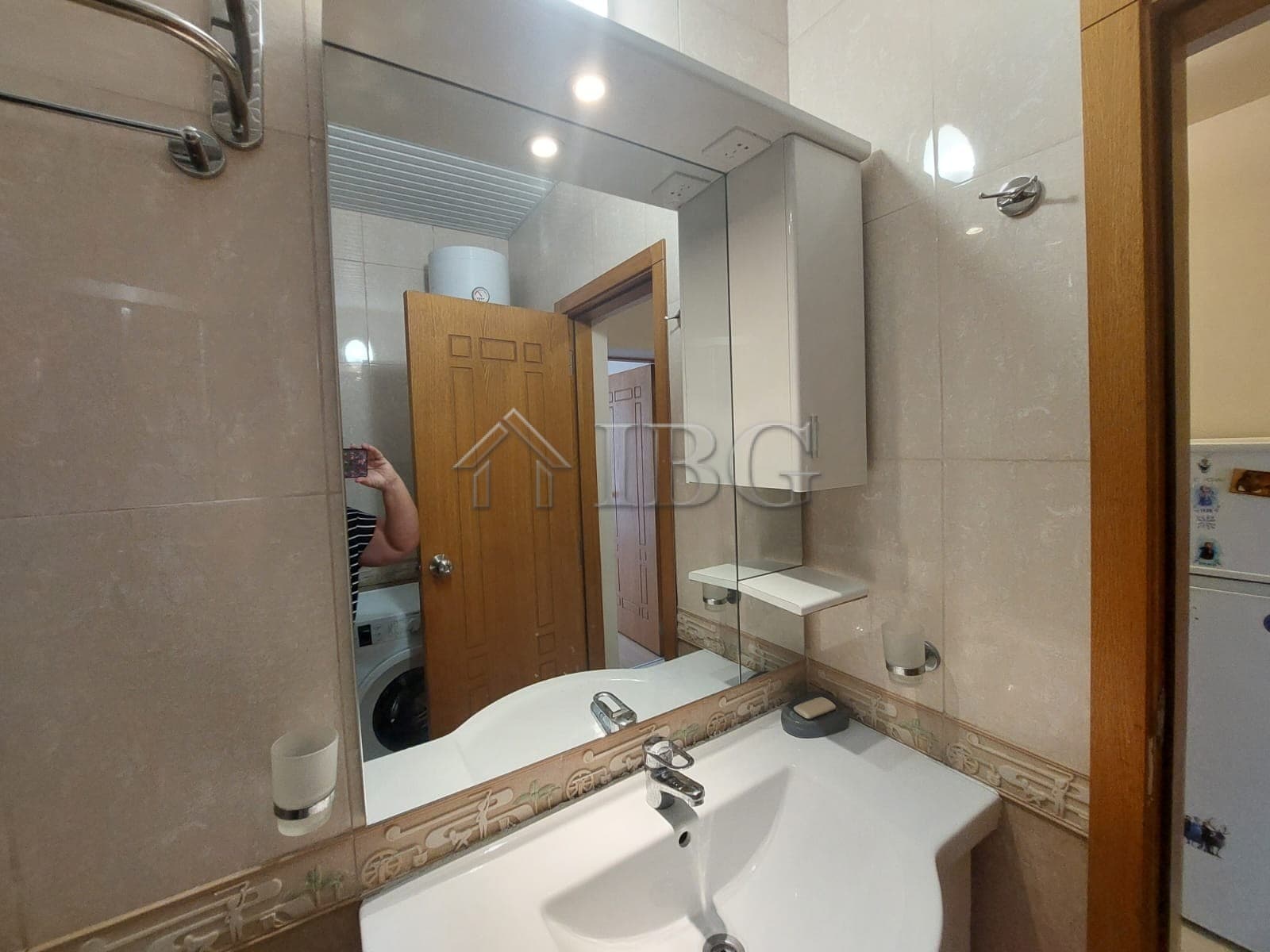 Apartment in Sea Grace Complex, Sunny Beach with modern bathroom and mirror.