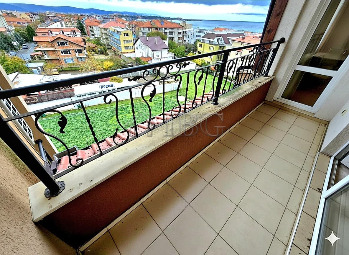Bright balcony with sea views in Ravda lifestyle complex.