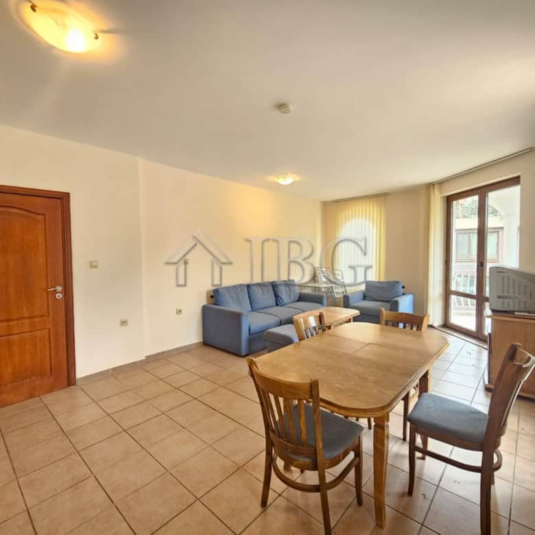 Two-bedroom apartment with 2 bathrooms and pool view in Sunny Beach. Spacious living area, bright in.