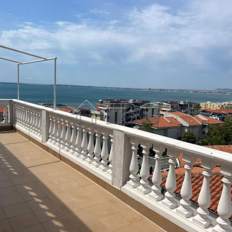 Spacious balcony overlooking Sveti Vlas yacht harbor and sea. Perfect for relaxing and enjoying stun.
