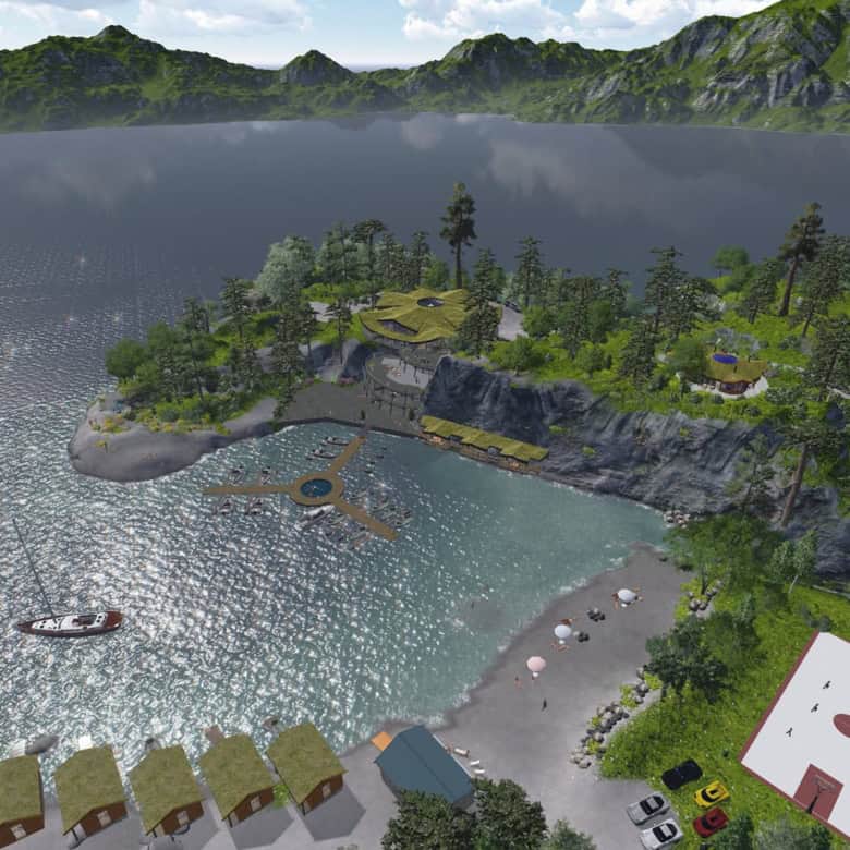 Luxury waterfront property in Norway with private marina and lush landscape views.