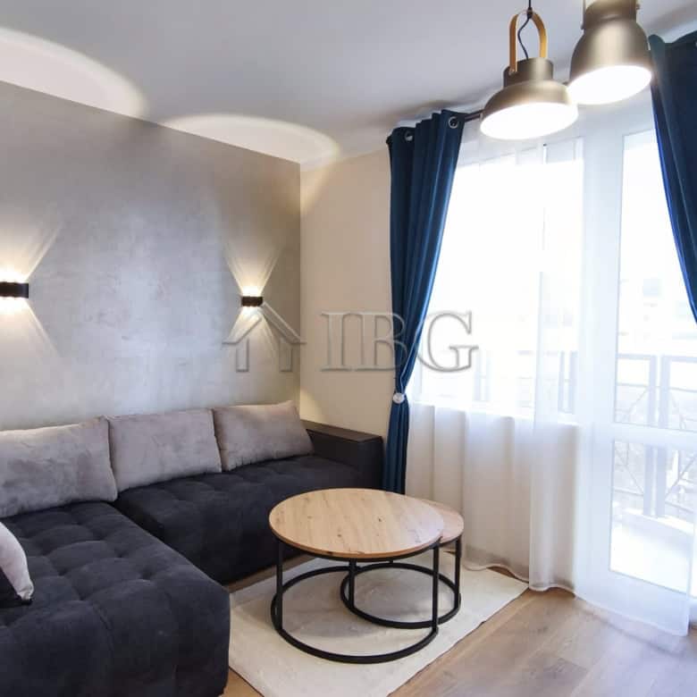 Furnished studio apartment with balcony overlooking the sea in Sveti Vlas, Bulgaria. Modern interior.