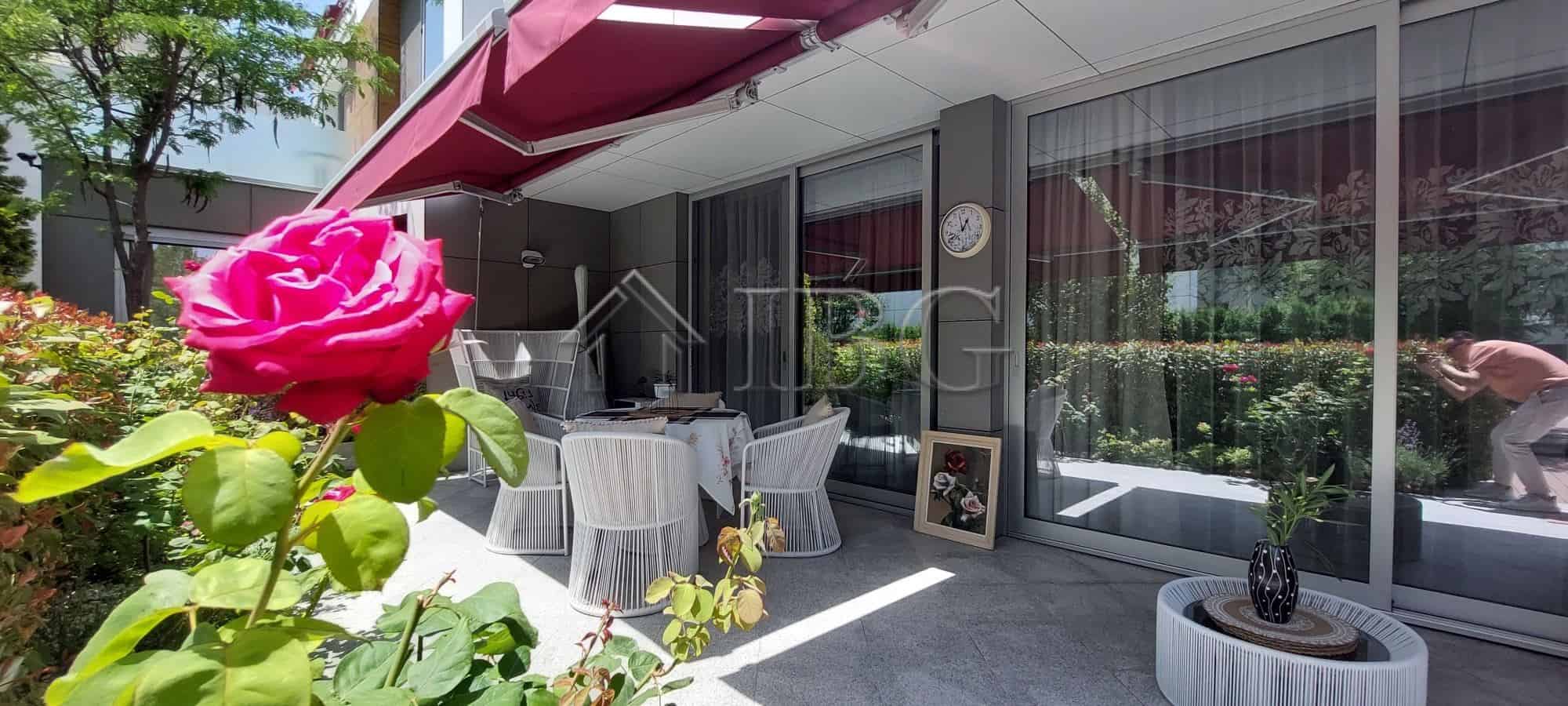 Modern two-storey townhouse with outdoor patio and garden in Sarafovo.