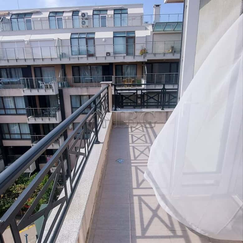 Balcony view of a modern 2-bedroom apartment with sea view in Pomorie.