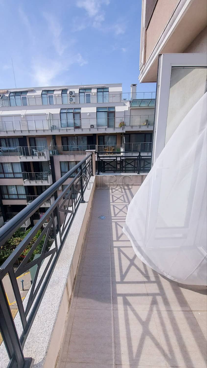 Balcony view of a modern 2-bedroom apartment with sea view in Pomorie.