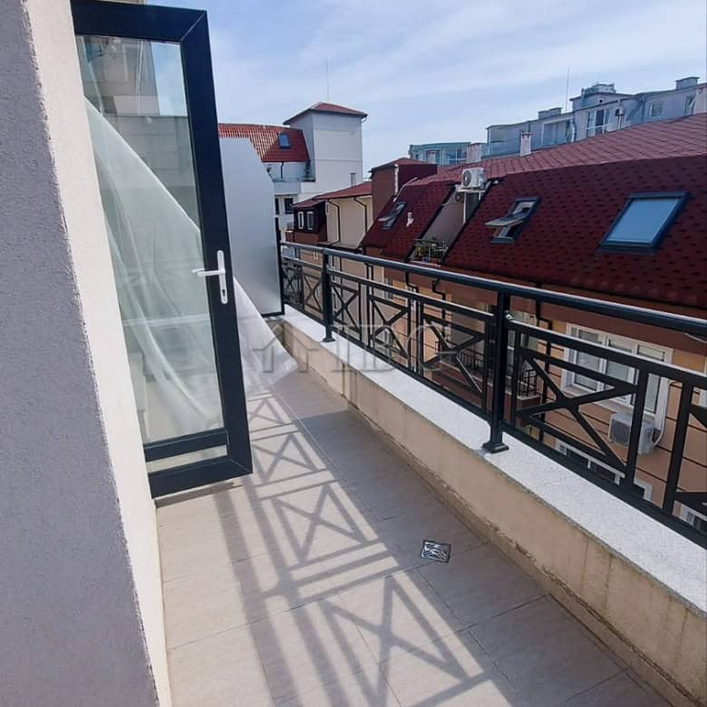Sea view balcony of a 2-bedroom apartment in Pomorie, Bulgaria.