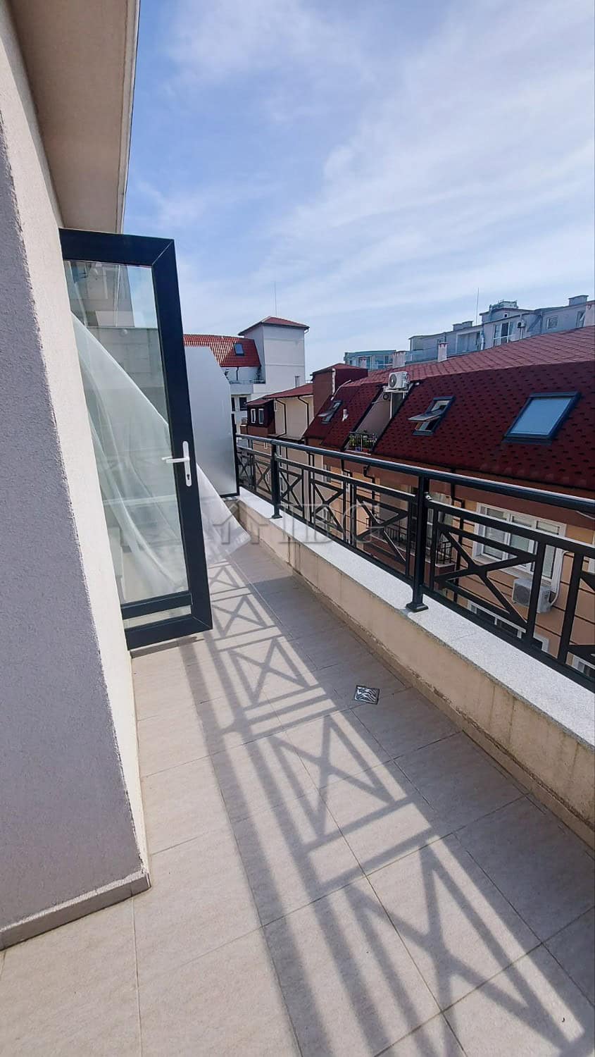 Sea view balcony of a 2-bedroom apartment in Pomorie, Bulgaria.