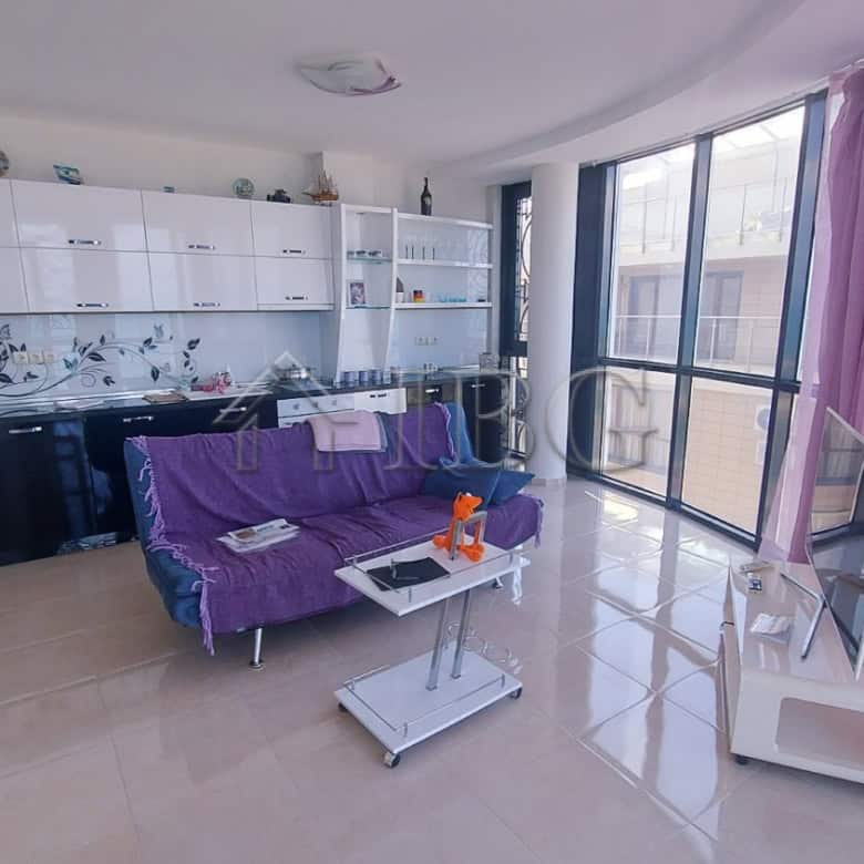 Bright 2-bedroom apartment with panoramic sea views in Pomorie, Bulgaria.