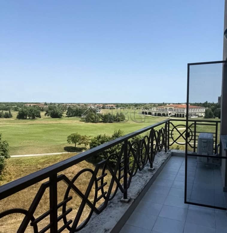 Balcony view of golf course from a 2-bedroom apartment at Lighthouse Golf & Spa Resort.
